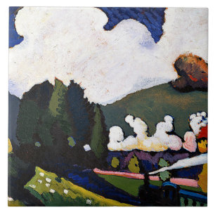 Kandinsky - Landschaft bei Murnau mit Lokomotive Fliese