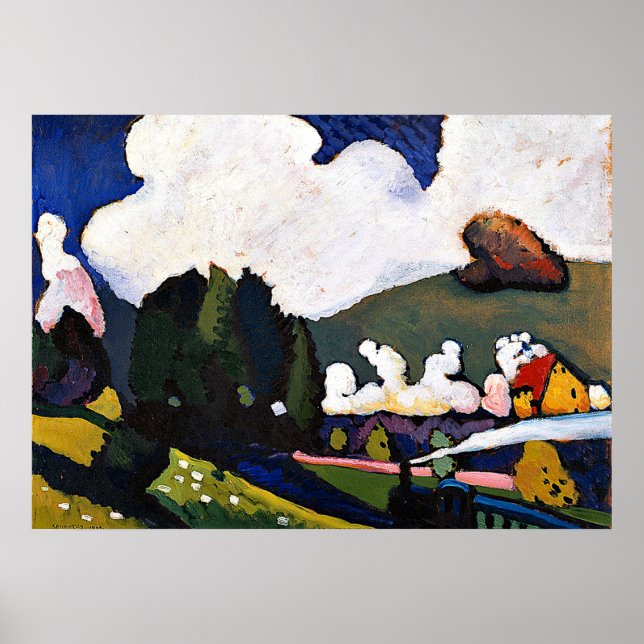 Kandinsky - Landschaft bei Murnau mit Lokomotive Poster (Vorne)