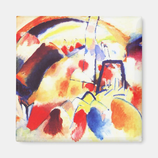Kandinsky - Landschaft mit roten Flecken Magnet (Vorne)