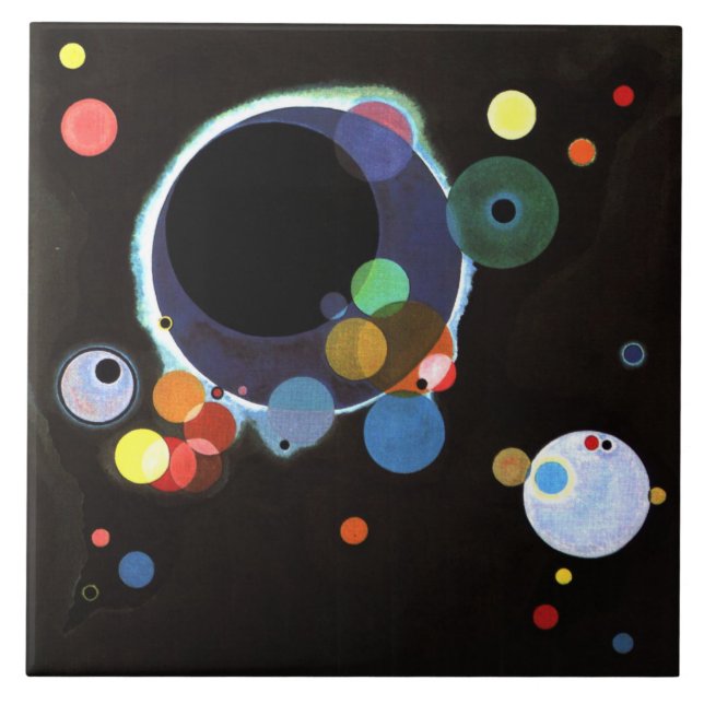Kandinsky - Mehrere Kreise Fliese (Vorderseite)
