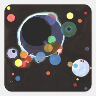 Kandinsky - Mehrere Kreise Quadratischer Aufkleber