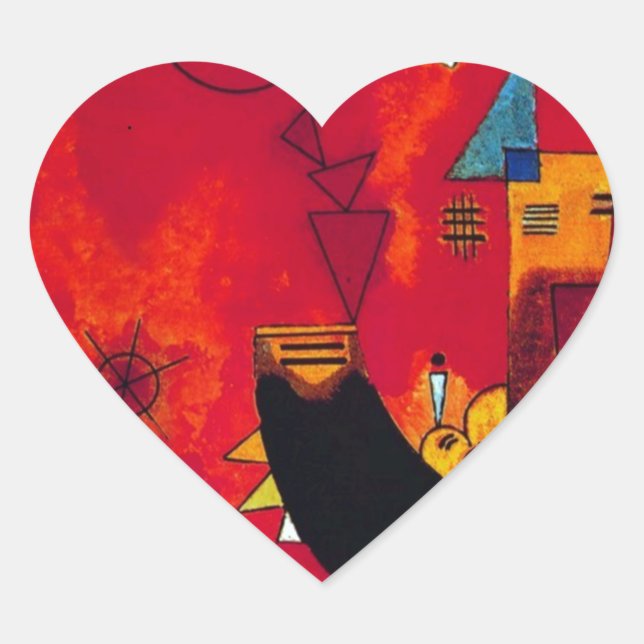 Kandinsky Mit und Gegen Herz-Aufkleber (Vorderseite)