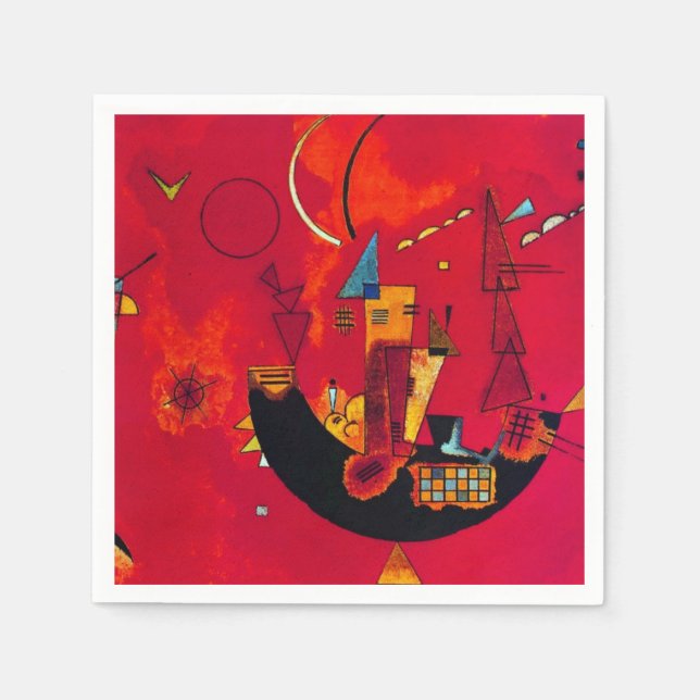 Kandinsky Mit und Gegen Red Abstrakt Serviette (Vorderseite)