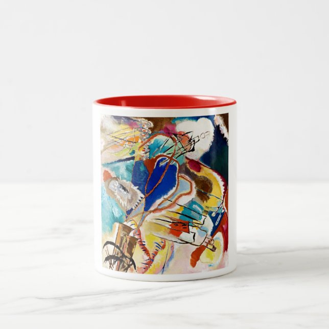 Kandinsky Moderne Abstrakte Malerei Kunst Zweifarbige Tasse (Mittel)