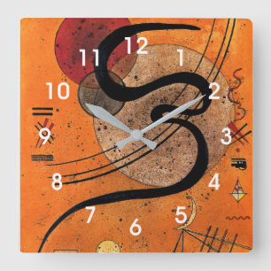 Kandinsky - Mood Line, colorful abstract art Quadratische Wanduhr