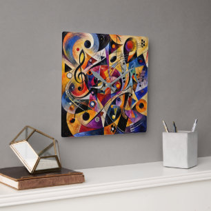 Kandinsky Musikalische Abstrakte Kunst Quadratische Wanduhr