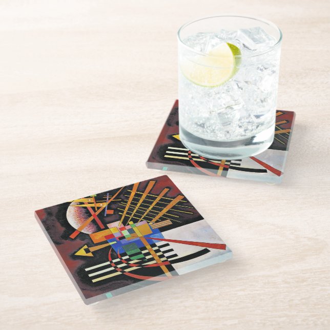 Kandinsky - Oben und Links, Glasuntersetzer (Schrägansicht)