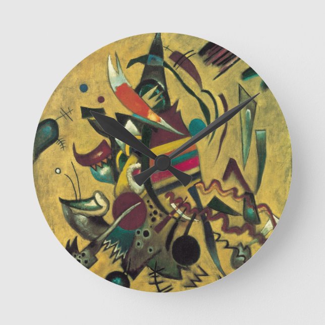 Kandinsky Points Abstrakte Leinwand Malerei Runde Wanduhr (Vorderseite)