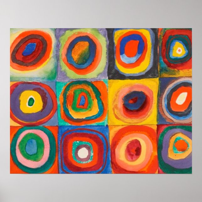 Kandinsky Quadrate Konzentrische Kreise Poster (Vorne)