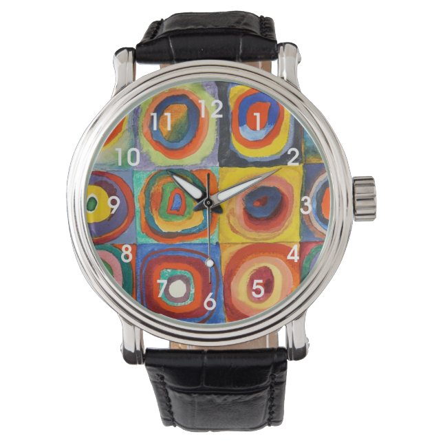 Kandinsky - Quadrate mit konzentrischen Kreisen Armbanduhr (Vorderseite)