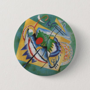 Kandinsky Red Oval Abstract Artwork Green Yellow Button