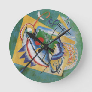 Kandinsky Red Oval Abstract Artwork Green Yellow Runde Wanduhr