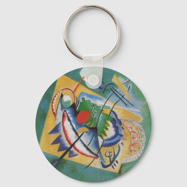 Kandinsky Red Oval Abstract Artwork Green Yellow Schlüsselanhänger (Vorderseite)