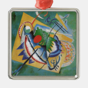 Kandinsky Red Oval Abstract Artwork Green Yellow Silbernes Ornament