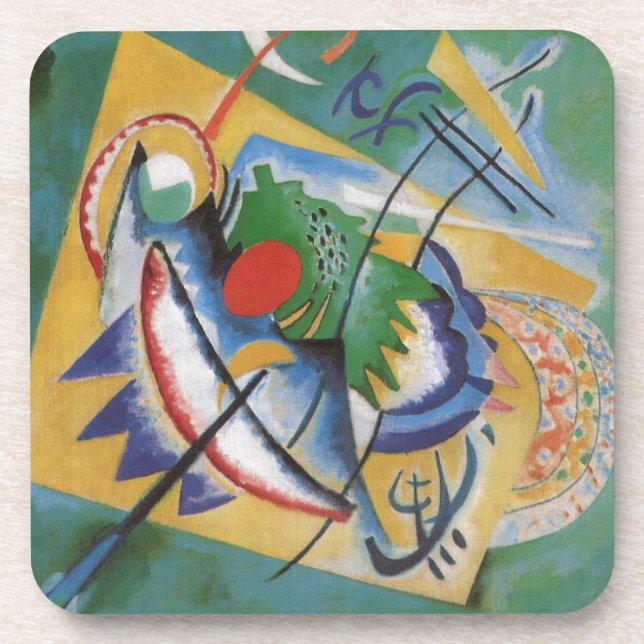 Kandinsky Red Oval Abstract Artwork Green Yellow Untersetzer (Vorderseite)