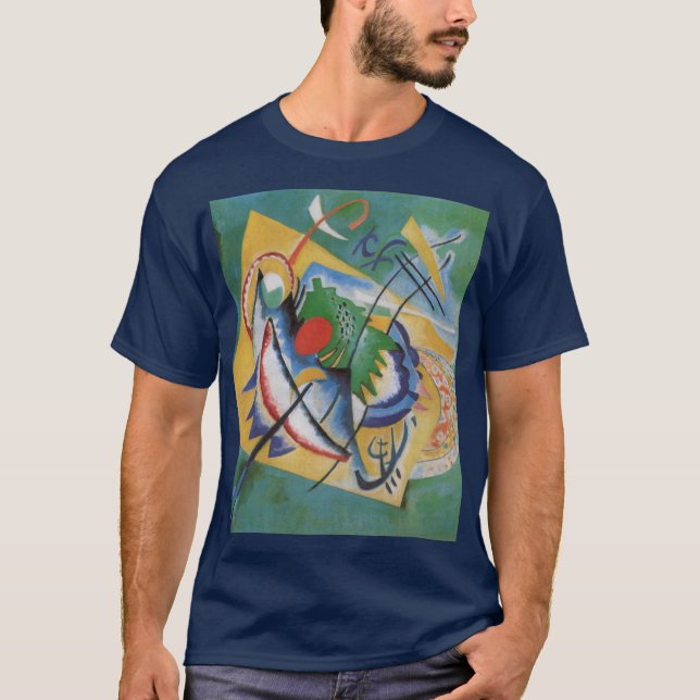 Kandinsky Red Oval Abstrakt Green Yellow Blue T-Shirt (Vorderseite)
