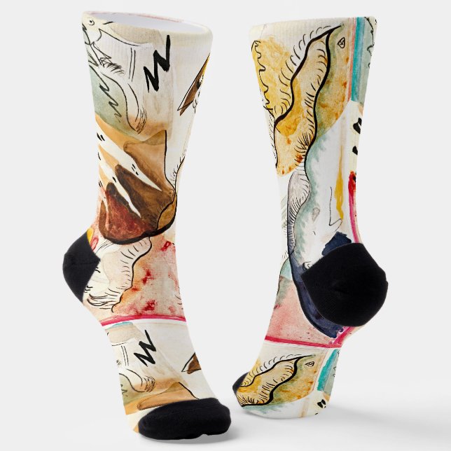 Kandinsky Regenlandschaft - Fine Art Abstrakte Soc Socken (Gewinkelt)
