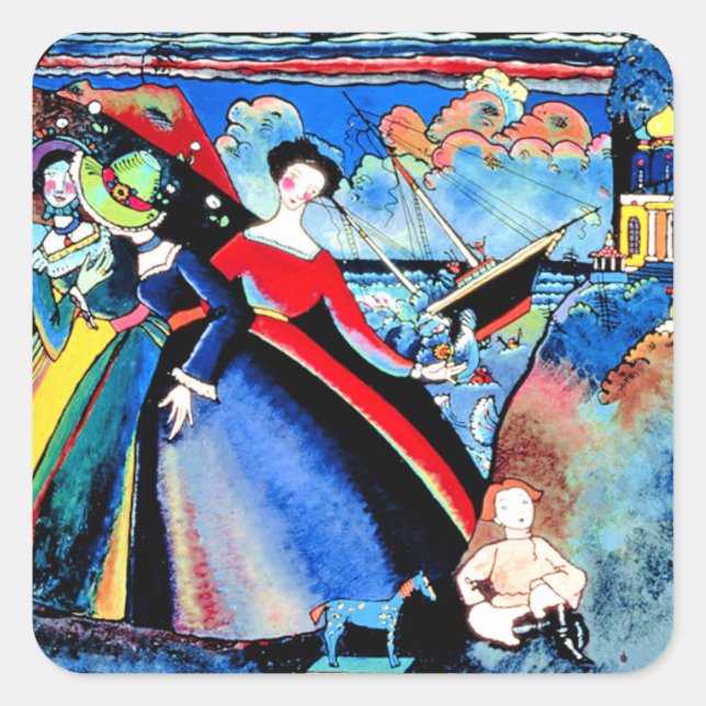 Kandinsky - Schiff Quadratischer Aufkleber (Vorderseite)