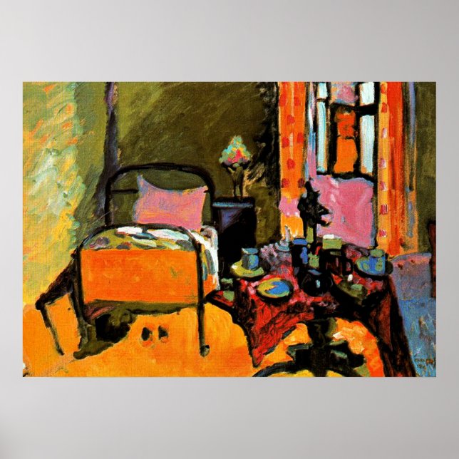 Kandinsky - Schlafzimmer in der Aintmillerstrasse Poster (Vorne)