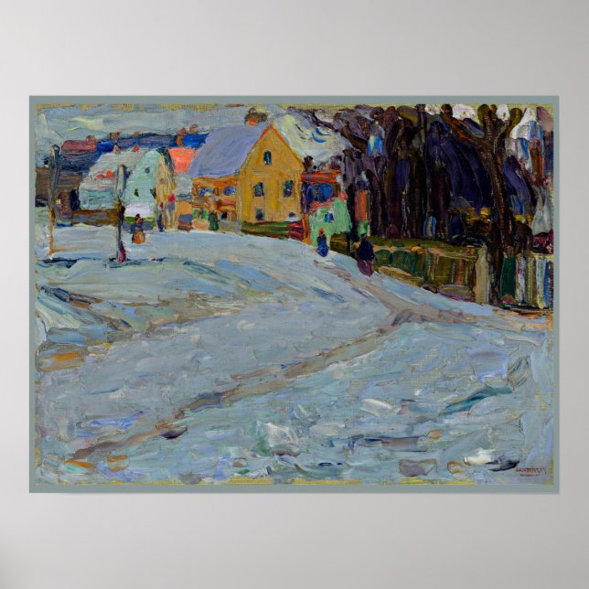 Kandinsky - Schwabing Nikolaiplatz, Winter Poster (Vorne)