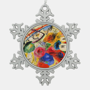 Kandinsky - Schwarze Linien, berühmte Kunstwerke, Schneeflocken Zinn-Ornament
