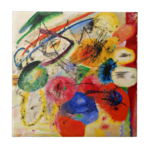 Kandinsky - Schwarze Linien, bunte abstrakte Kunst Fliese