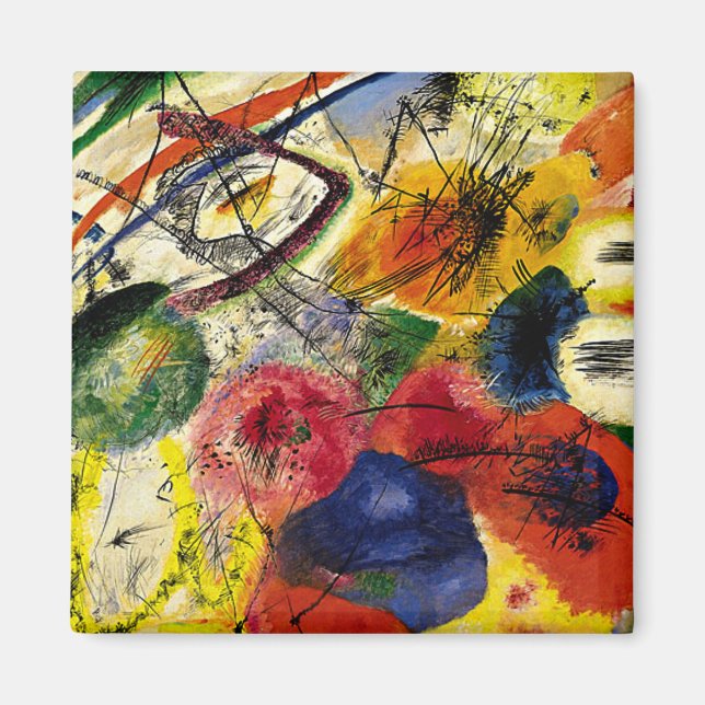 Kandinsky - Schwarze Schlaganfälle Magnet (Vorne)