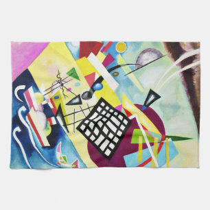 Kandinsky schwarzes Gitter-Geschirrtuch Handtuch