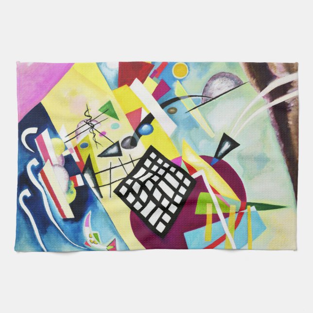 Kandinsky schwarzes Gitter-Geschirrtuch Handtuch (Horizontal)