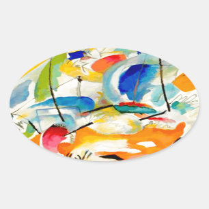 Kandinsky Sea Battle 1913 Ovaler Aufkleber