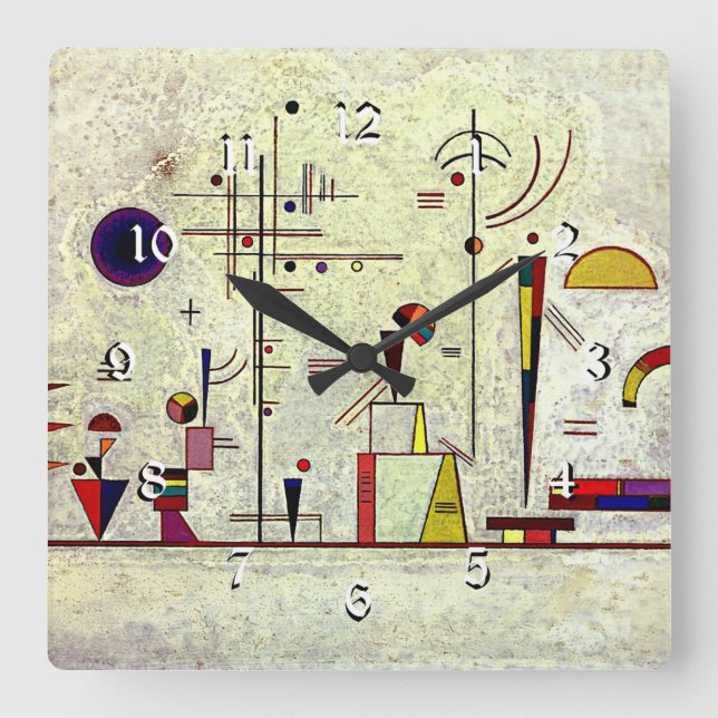 Kandinsky - Serious-Fun, abstrakte Kunst, Quadratische Wanduhr (Vorderseite)
