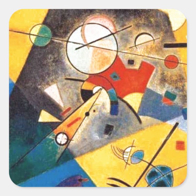 Kandinsky Stille Harmonie Abstrakte Kunst Quadratischer Aufkleber (Vorderseite)