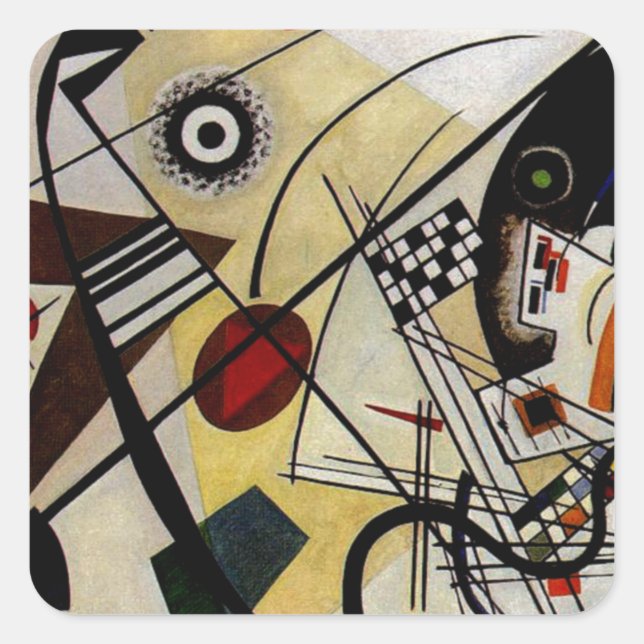 Kandinsky Transverse ungebrochene Linie Quadratischer Aufkleber (Vorderseite)