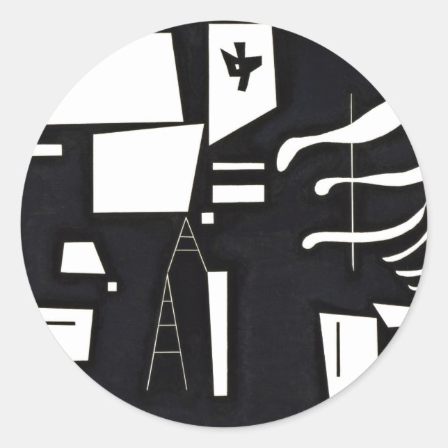 Kandinsky - weiß, weich, hart runder aufkleber (Vorderseite)