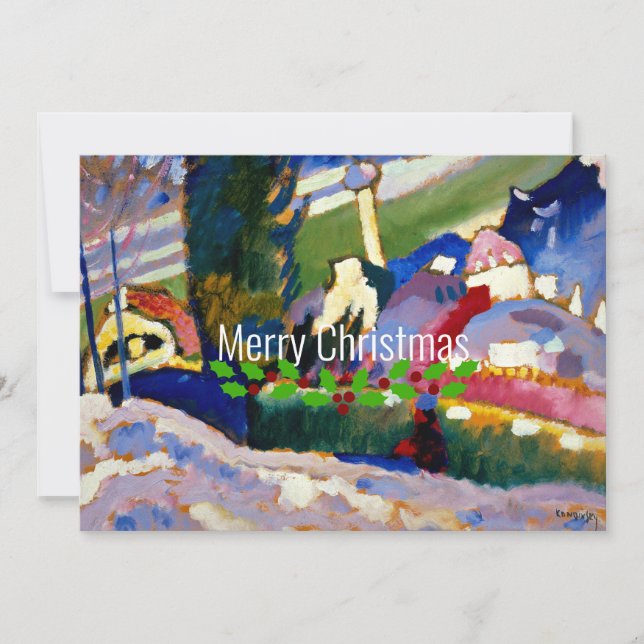 Kandinsky-Winter-Landschaft mit Kirche, Weihnachte Karte (Vorderseite)