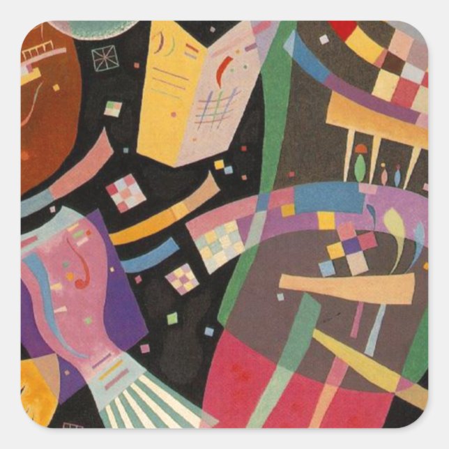 Kandinsky Zusammensetzung 10 Abstrakte Malerei Quadratischer Aufkleber (Vorderseite)