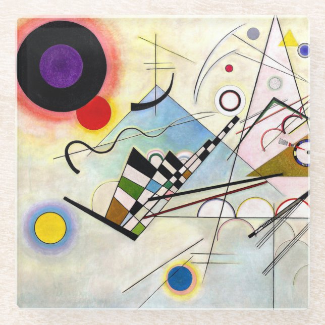 Kandinsky-Zusammensetzung 8 Glasuntersetzer (Vorderseite)