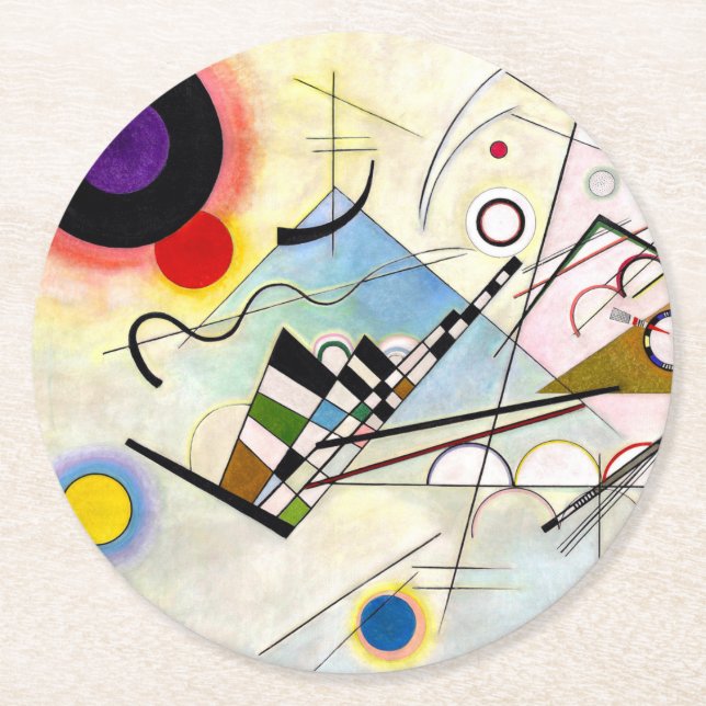 Kandinsky-Zusammensetzung 8 Runder Pappuntersetzer (Vorderseite)
