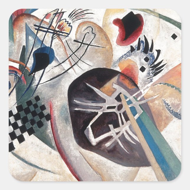 Kandinsky-Zusammensetzung Abstrakt Quadratischer Aufkleber (Vorderseite)