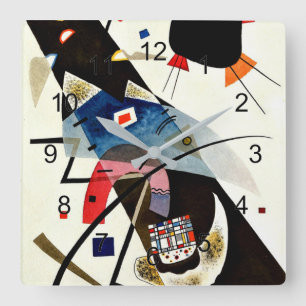Kandinsky - Zwei schwarze Flecken, farbenfrohe abs Quadratische Wanduhr