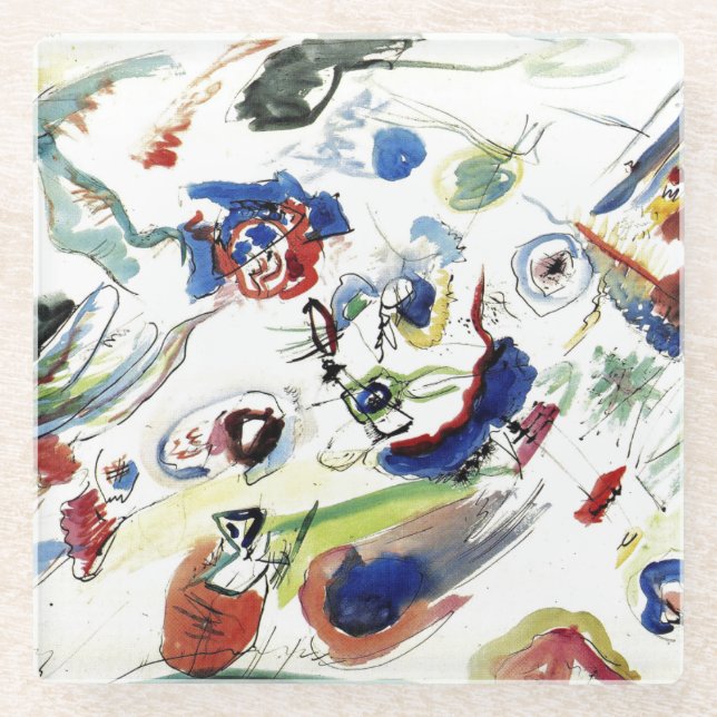 Kandinskys Abstraktes Malwerk Glasuntersetzer (Vorderseite)