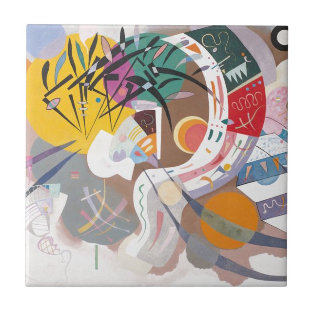 Kandinsky's Dominant Curve Abstrakt Fliese (Vorderseite)