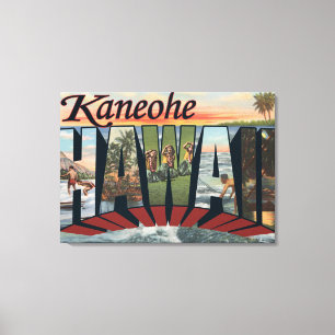 Kaneohe, Hawaii - große Buchstabe-Szenen Leinwanddruck