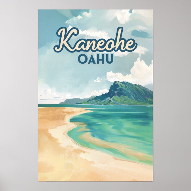 Kaneohe Sandbar Oahu Hawaii Retro Poster (Vorne)