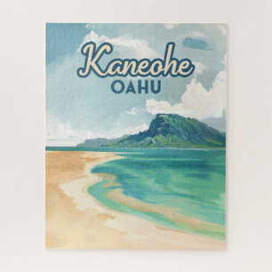 Kaneohe Sandbar Oahu Hawaii Retro Puzzle