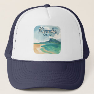 Kaneohe Sandbar Oahu Hawaii Retro Truckerkappe