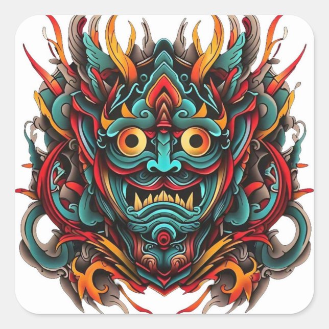 Kanera tattoo quadratischer aufkleber (Vorderseite)