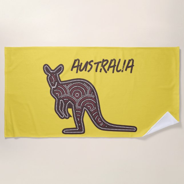 Kangaroo Aboriginal Mosaic Strandtuch (Vorderseite)