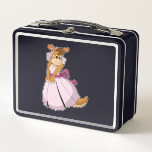 Kangaroo als Braut mit Hochzeitskleid Metall Brotdose