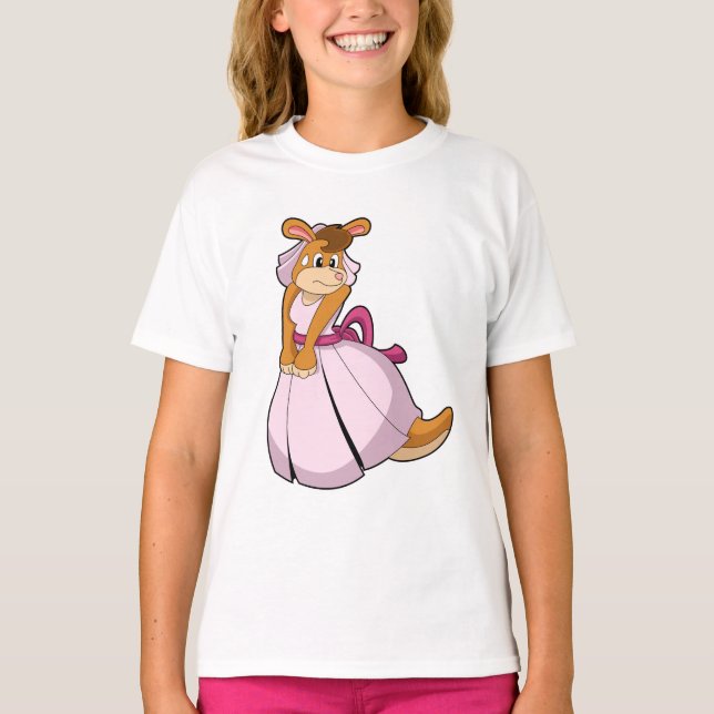 Kangaroo als Braut mit Hochzeitskleid T-Shirt (Vorderseite)